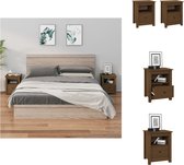 vidaXL Houten nachtkastjes - Massief grenenhout - 40 x 35 x 49 cm - Honingbruin - Kast