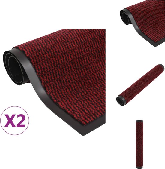 vidaXL Droogloopmat - Rood - 90 x 150 cm - Getufte stof - Anti-slip achterkant - Deurmat
