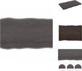 vidaXL Massief eikenhouten tafelblad - 80x50x4 cm - donkergrijs - Tafelonderdeel