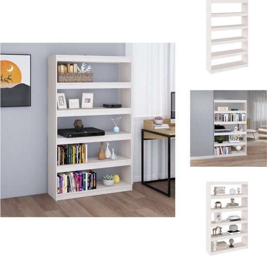 vidaXL Boekenkast Massief Grenenhout - 100 x 30 x 167.5 - Wit - Kast