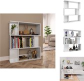 vidaXL Boekenkast - Spaanplaat - 80 x 24 x 96 cm - Hoogglans Wit - Kast