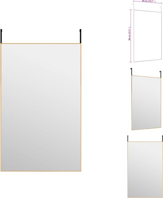 vidaXL Deurspiegel Goud 50x80cm - Stevig aluminium frame - Spiegel