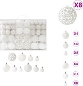 vidaXL Ensemble de boules de Noël - Wit - Plastique - 32x3 cm - 36x4 cm - 32x6 cm - Crochets pour boules de Noël