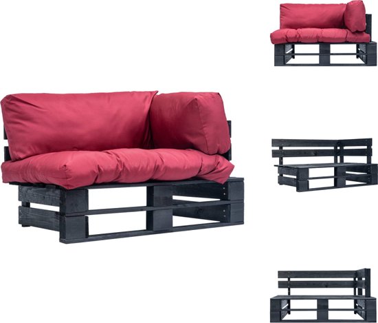 vidaXL Loungebank Tuin - 110x66x65 cm - Grenenhout - Rood kussen - Loungebank