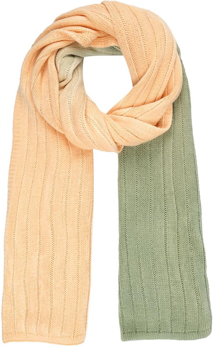 Tie Dye Sjaal Groen/Perzik- Fashion Wintersjaals - Lang & Warm - Tweekleurige dames Sjaals - Groen & Perzik