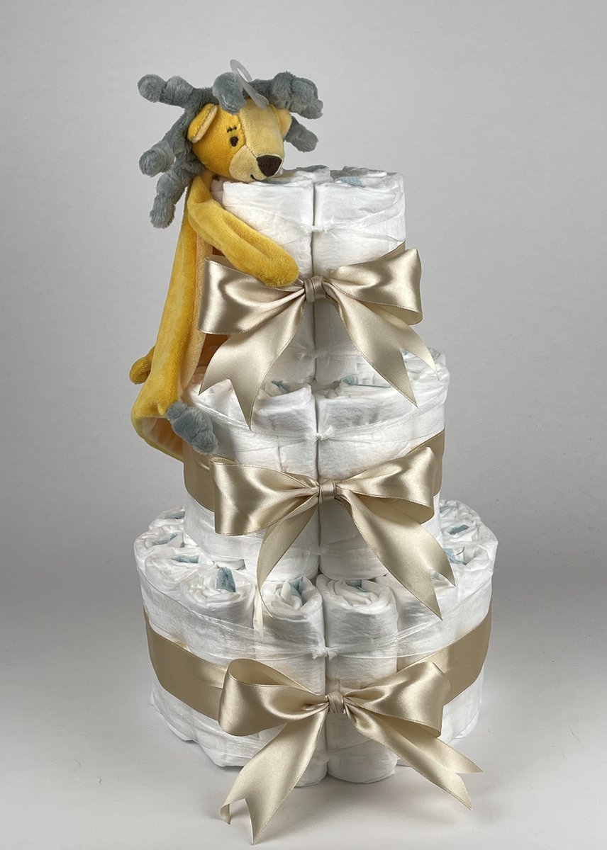 Goedkoopste Chouette-Chouette | Luiertaart Neutraal | Kraamcadeau | Geboorte Jongen Meisje | Babyshower | Tuttle Leeuw Luke Beige