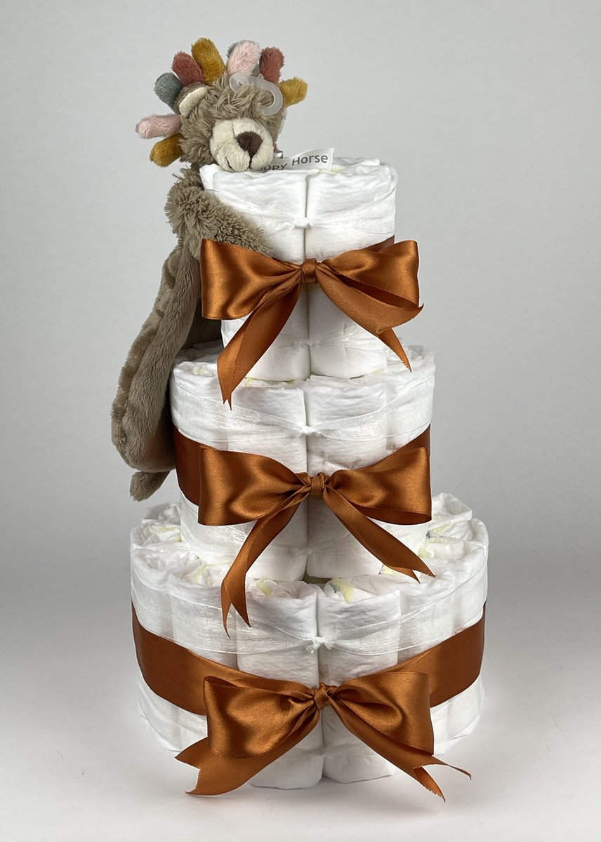 Goedkoopste Chouette-Chouette | Luiertaart Neutraal | Kraamcadeau | Geboorte Jongen Meisje | Babyshower | Tuttle Leeuw Leon Koper