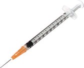 Aiguille montée sur seringue à insuline, 100 pièces, 1 ml, 25G , 0, sans LATEX