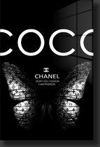 Coco & lv butterfly schilderij op plexiglas 80/120cm