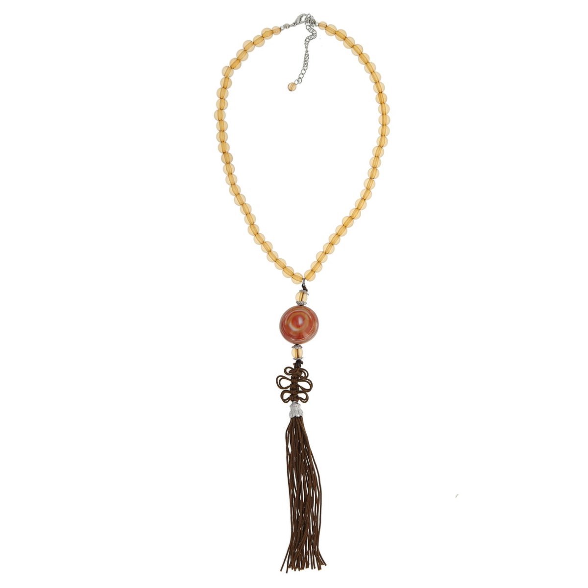 Behave - Kralen ketting - Bruin - Kwast hanger - Dames