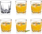 Drinkglazen van hoogwaardig glas, set van 6 waterglazen, dikwandige sapglazen, geribbelde glazen voor water, drankjes, sap, party, cocktailglazen, drankglazen (laag, 300 ml)