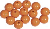 Houten kralen - Oranje - 10 mm - 32 stuks - gepolijst