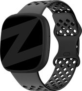 Bandz sport band 'Sport Air' geschikt voor Fitbit Versa 3 / Versa 4 / Sense / Sense 2 - Hoogwaardig siliconen materiaal smartwatch bandje - Perfect voor het sporten - zwart siliconen bandje