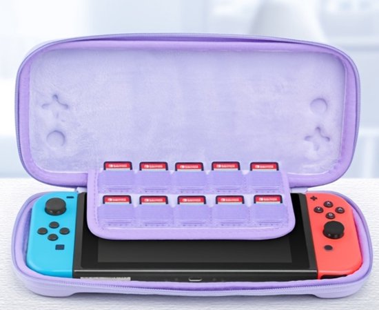 Livano Case Geschikt Voor Nintendo Switch - Hoes - Beschermhoes - Waterafstotend - Accessoires - Paars