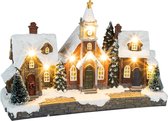 Kerststad met sneeuwdecoratie - Tafel decoratie met verlichting - Werkt op batterijen - Alleen geschikt voor binnenshuis gebruik
