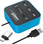 KOUVOLSEN USB 2.0 Hub - usb hub - 7 in 1 - Incl. USB-C converter - USB splitter - SD/TF/MS/M2 kaartlezers - Splitter - Zwart - 20cm kabel - Geschikt voor Windows, Mac OS, Linux - KOS-9018