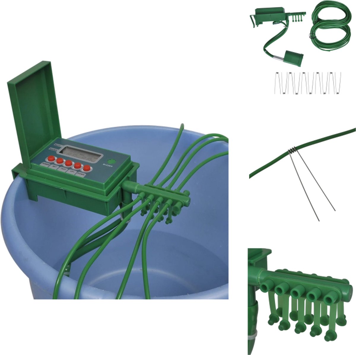 vidaXL Automatische Watertimer - Groen - 20x8x5 cm - Bespaart tot 70% water - Tuinsproeier