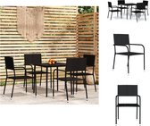 vidaXL Buiteneetset - Tuinmeubel - 80 x 80 x 74 cm - Zwart - Stapelbare stoelen - Tuinset