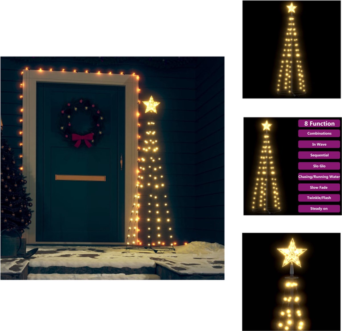 vidaXL Kerstboomverlichting - LED - 70 lampjes - warmwit - 70x120cm - USB - Decoratieve kerstboom