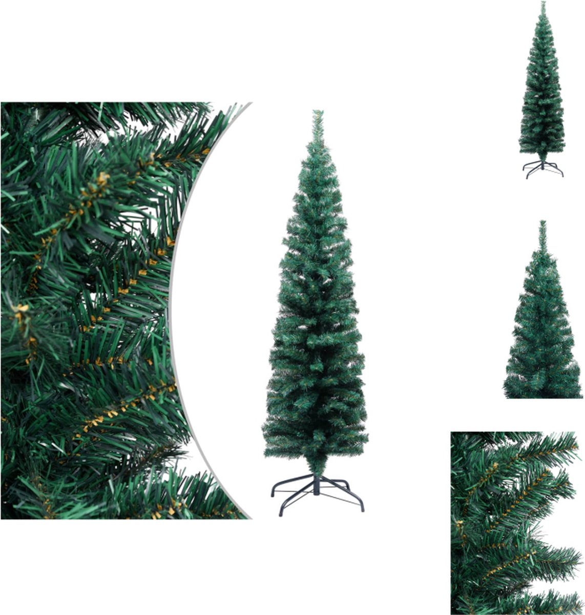 vidaXL Kerstboom Slim - 150 cm - PVC en staal - Decoratieve kerstboom