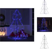 vidaXL Sapin de Noël en forme de cône - LED - 98 x 150 cm - bleu - métal - Sapin de Noël décoratif