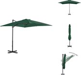 vidaXL Hangende Parasol Groen 250 x 250 x 230 cm - UV-beschermend - Aluminium - Parasol