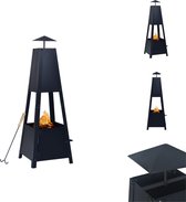 vidaXL Vuurplaats - Piramidevorm - Gepoedercoat staal - 35x35x99 cm - Zwart - Tuinhaard