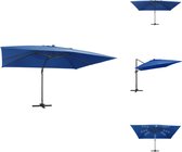 vidaXL Hangende Parasol - Zonne-energie LED Verlichting - 400 x 300 x 268 cm - Azzurro Blauw - Verstelbaar - Parasol