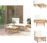 vidaXL Ensemble de salon en Bamboe - 1 x canapé central - 1 x repose-pieds - 1 x table - 55 x 69 x 65 cm - Durable et confortable - Banc de jardin