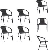 vidaXL Ensemble de chaises de jardin - Aspect rotin - 62x55x74 cm - Zwart - Empilable - Chaise de jardin