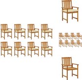 vidaXL Tuinstoelenset - Acaciahout - Olieafwerking - 8 stoelen met kussens - 61x57x92 cm - Tuinstoel