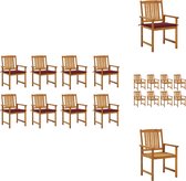 vidaXL Tuinstoelenset Acaciahout - 61 x 57 x 92 cm - Weerbestendig - Incl - 8 stoelen - kussens - Tuinstoel