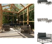vidaXL Lounge - Hoekbankenset - PE-Rattan - Grijs - 70x70x52.5 cm - Inclusief kussens - Tuinset