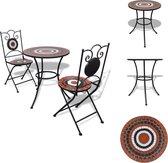 vidaXL-3-delige-Bistroset-keramische-tegel-terracotta-en-wit - Tuinset - Tuinset