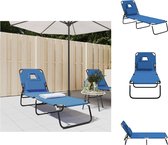vidaXL Inklapbare Strandstoel - Blauw - 189 x 56 x 83 cm - Duurzaam Oxford Stof - Ligbed
