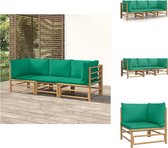 vidaXL Bamboe Tuinset - Modulaire loungeset - Duurzaam materiaal - Comfortabele zitervaring - Inclusief kussens - Tuinset