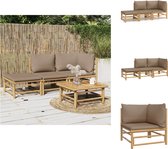 vidaXL Bamboe Lounge Set - Middenbank 55x69x65cm - Hoekbank 69x69x65cm - Voetenbank 55x65x30cm - Tuinset