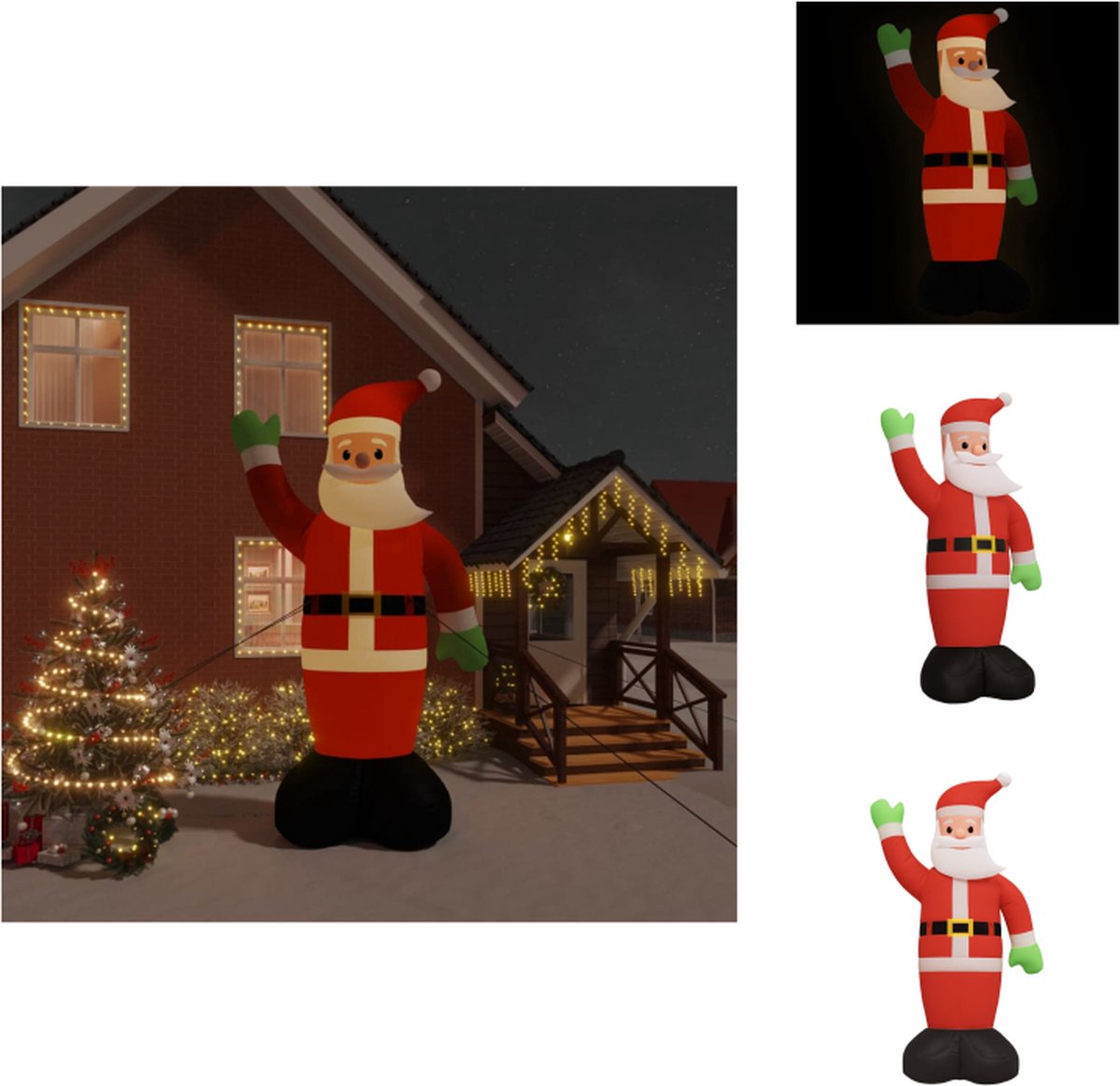 vidaXL Opblaasbare Kerstman - Grote tuinkerstdecoratie - 270x130x475 cm - Met LED-verlichting - snel opblazen - Decoratieve kerstboom