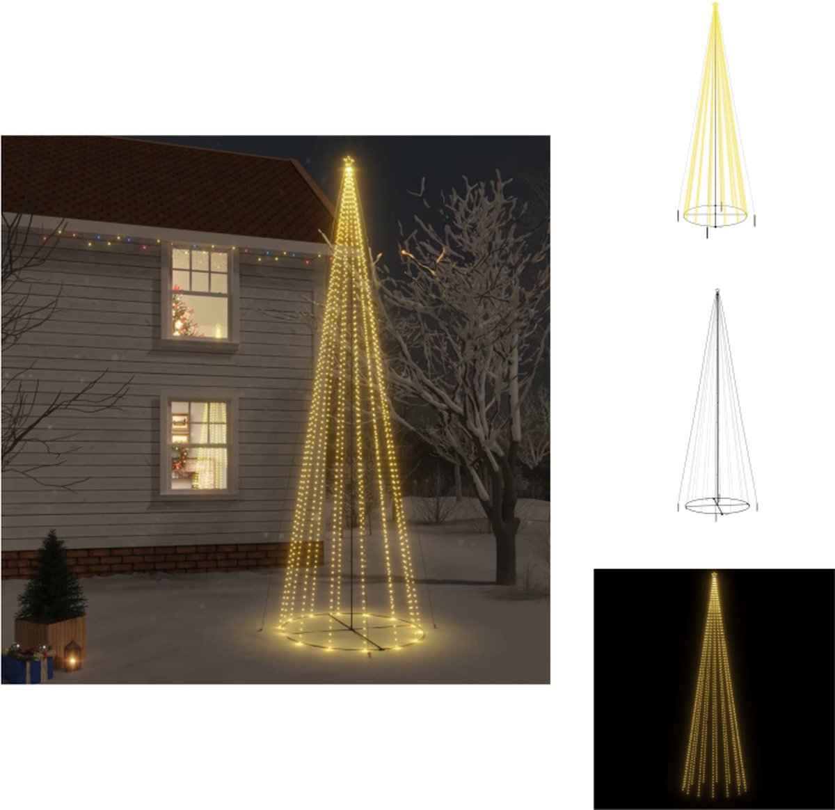 vidaXL Verlichte Kegelkerstboom - LED - 800x230 cm - Warmwit - 1.134 LED-lampjes - Decoratieve kerstboom