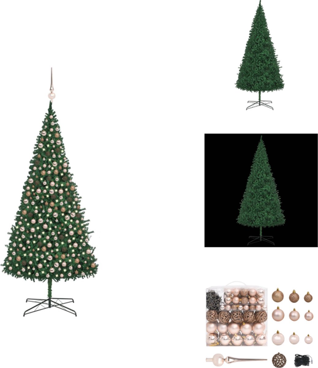 vidaXL Kunstkerstboom - Authentiek - PVC takken - Lichtgewicht en duurzaam - Herbruikbaar - Stalen basis - Energiezuinige LED-verlichting - Prachtig versierd - USB-aansluiting - Kleur groen - Inclusief accessoires - vidaXL - Decoratieve kerstboom