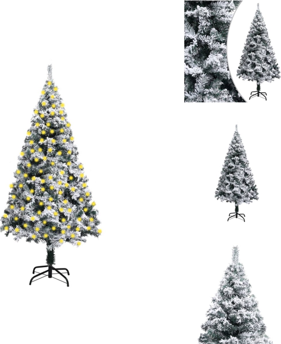 vidaXL Kunstkerstboom - Sneeuwvlokken - 240 cm - PVC en staal - LED-verlichting - USB-aansluiting - Decoratieve kerstboom