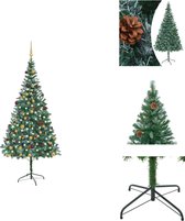 vidaXL Sapin de Noël artificiel - 210 cm - Avec 910 branches - 300 LED - Support inclus - Avec 28 pommes de pin - Avec connexion USB - Sapin de Noël décoratif