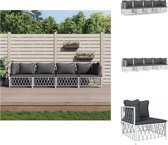 vidaXL Loungeset Tuinhoekbank en Tuinmiddenbank - Wit - 72 x 72 x 66 cm - Geweven stof - Gepoedercoat staal - Tuinset