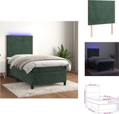 vidaXL Boxspring - Fluwelen - LED - Pocketvering - Huidvriendelijk - 203x100x118/128cm - Wit - Donkergroen - Bed