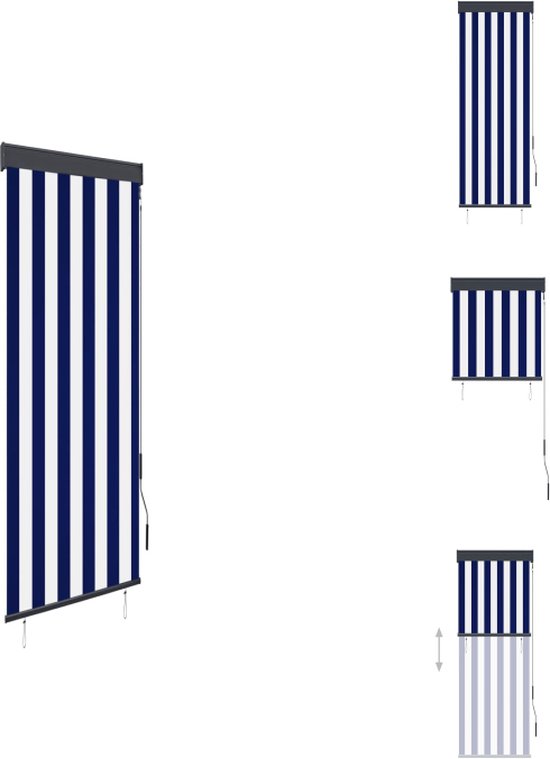 vidaXL Tuinrolgordijn - Polyester - 60x250 cm - Blauw en Wit - Jaloezie