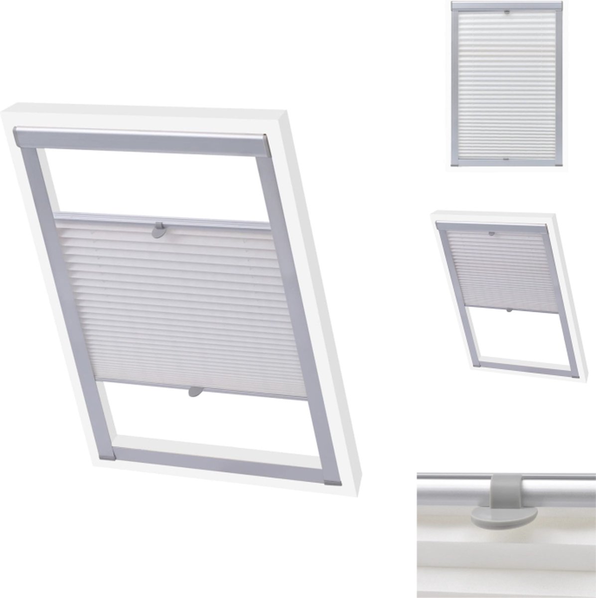VidaXL Rolgordijn Velux Geplooid P06 406 Wit UV-bestendige stof Jaloezie