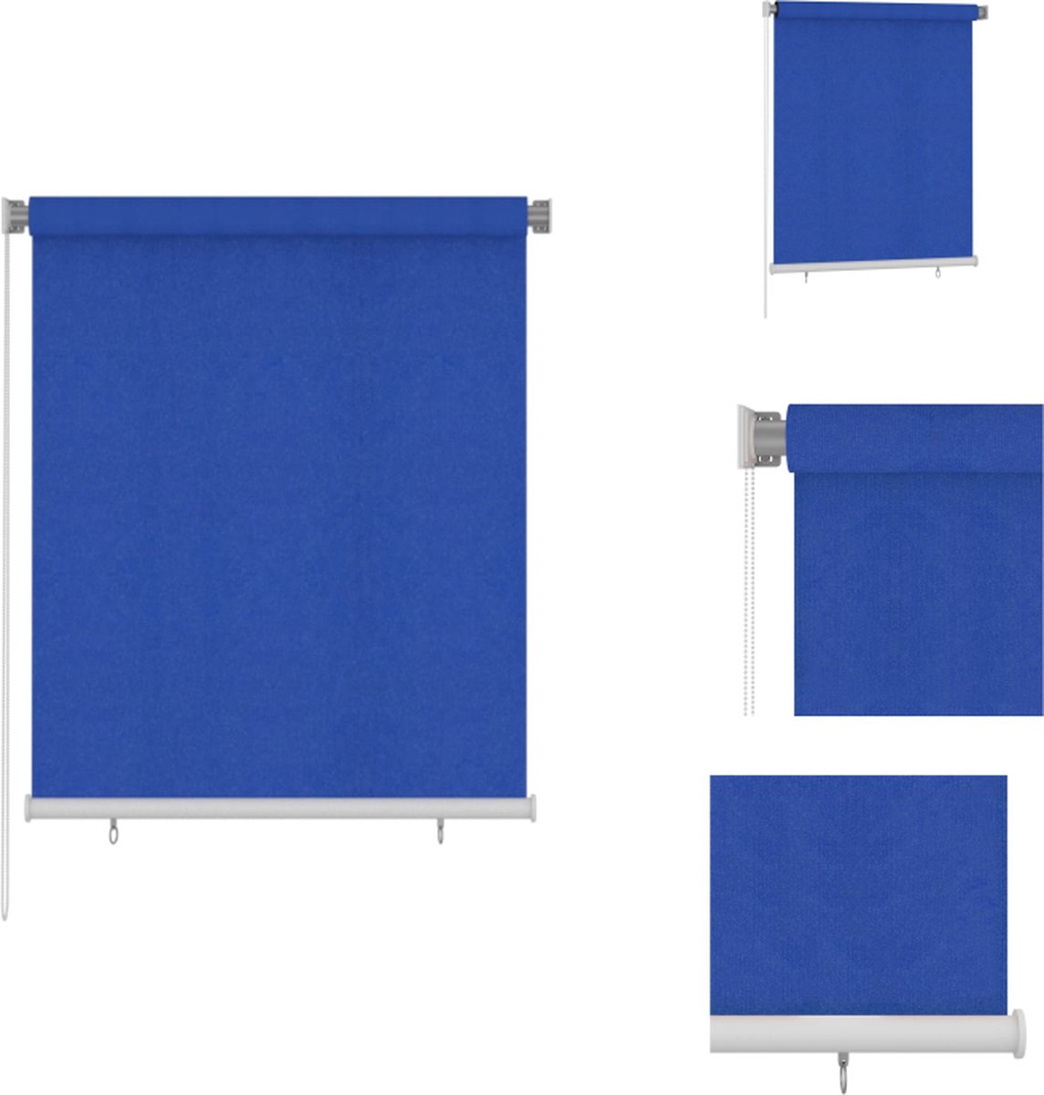 vidaXL Rolgordijn Buitenzonwering - 120 x 140 cm - Blauw HDPE - UV-blokkering - Jaloezie