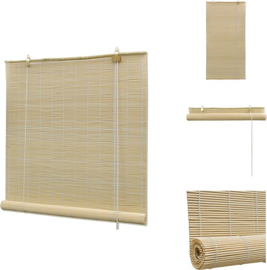 vidaXL Bamboe Rolgordijn - Neutrale kleur - 120 x 160 cm - Privacy met lichtinval - Jaloezie