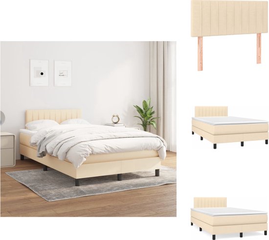 vidaXL Boxspringbed - Comfort - Bed - 203 x 120 x 78/88 cm - Crème stof en hout - Bed