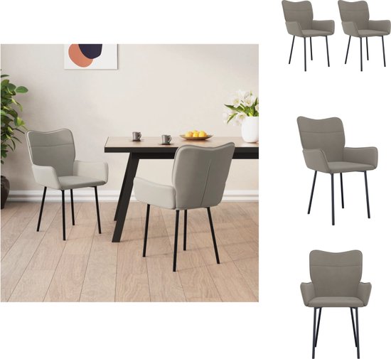 vidaXL Chaises de salle à manger avec accoudoirs et dossier - Gris clair - 55 x 58,5 x 81,5 cm - Chaise de salle à manger